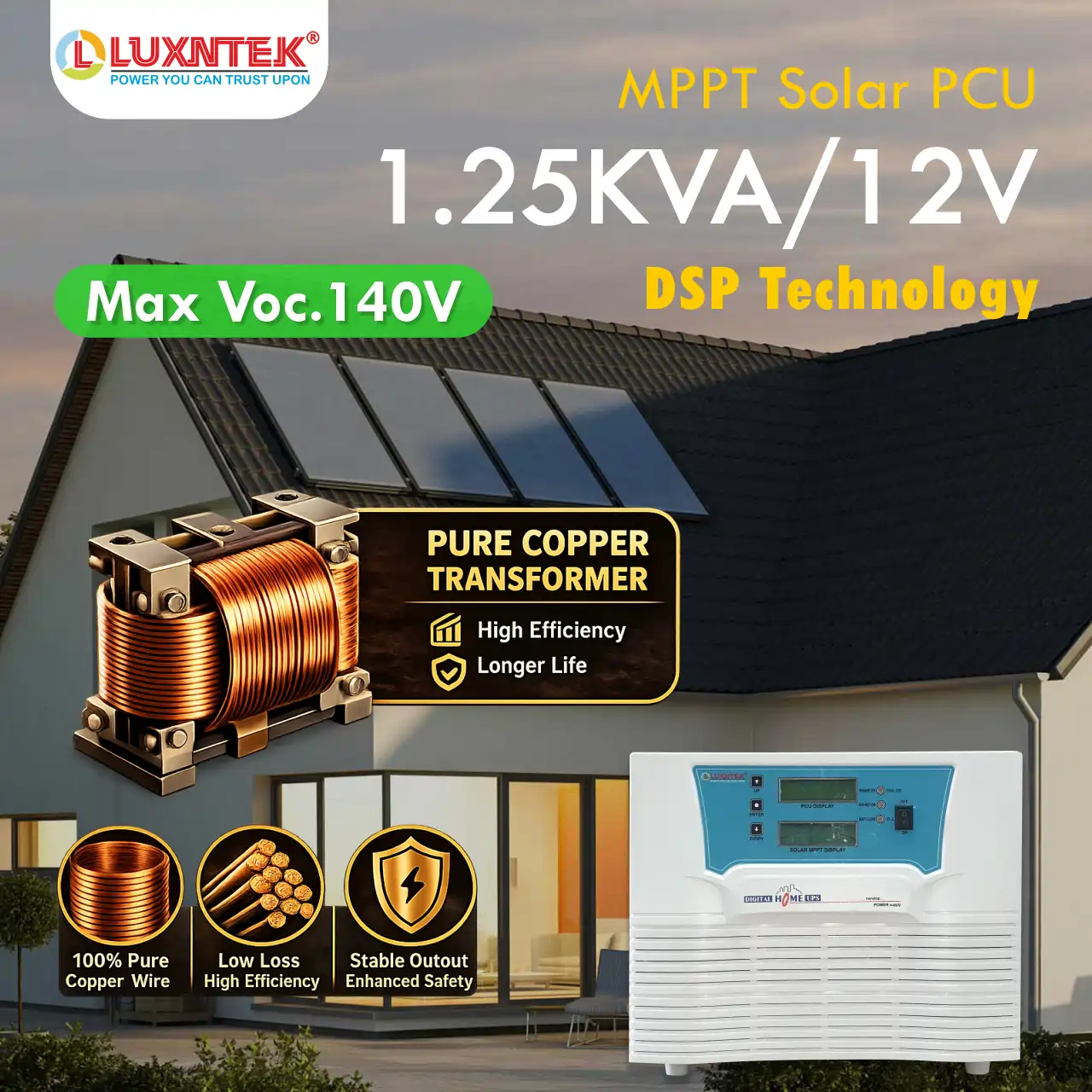 MPPT PCU Solar Inverter 1kW 12V